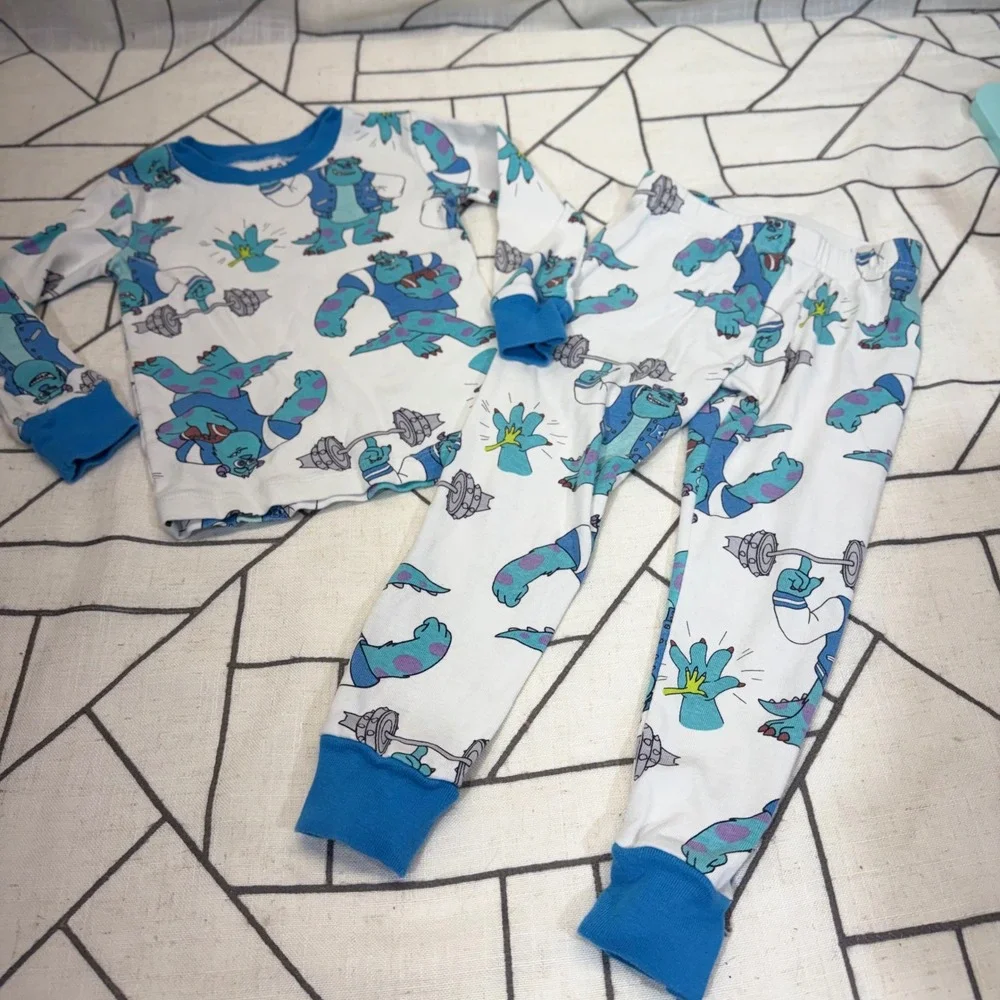 Spotted Zebra Pixar Pajama Set 3T  Monsters Inc Sulley Weight lifting  Snug Fit